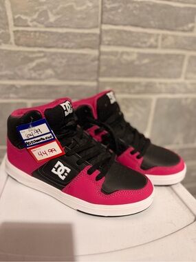 DC Magenta and Black High-Top Sneakers